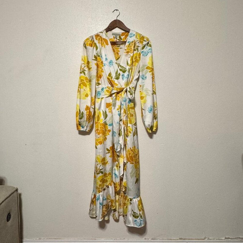 Yellow Floral Midi Dress